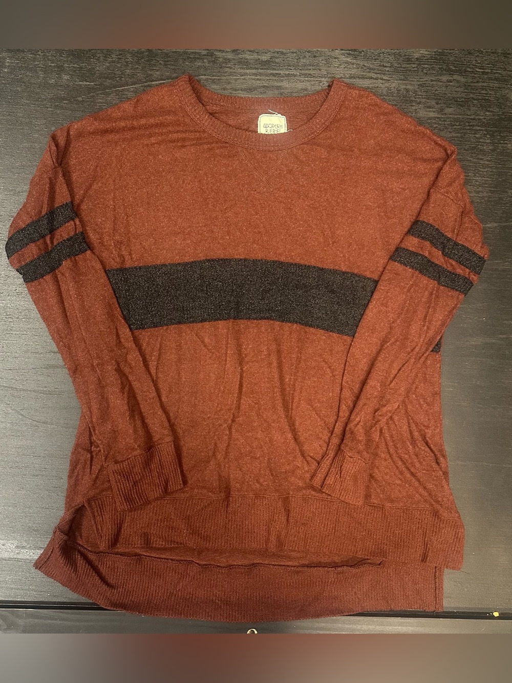 Modish Rebel Buckle Long Sleeve Brick Color Size XL Sweater